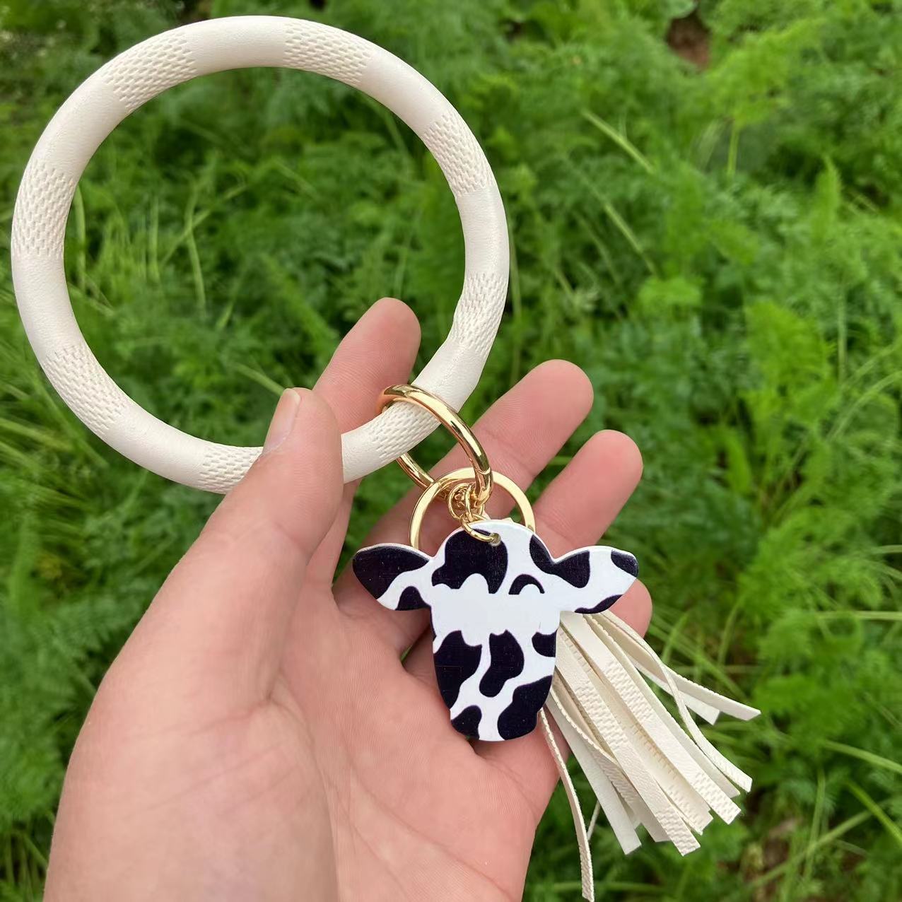 WholesalePU Leather Tassel Bracelet Keychain
